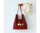 Flower Canvas Tote Carrying Bag - Red
