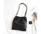 Vintage PU Leather Shoulder Bag Handbag - Black