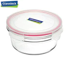 Glasslock 1.5L Round Tempered Glass Food Container - Clear/Red