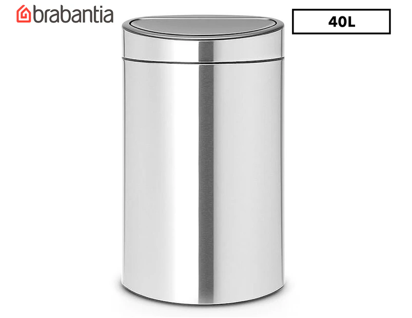 Brabantia 40L Flatback Touch Bin - Matte Steel