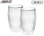 Set of 2 Avanti 400mL Caffe Twin Wall Glasses - Clear
