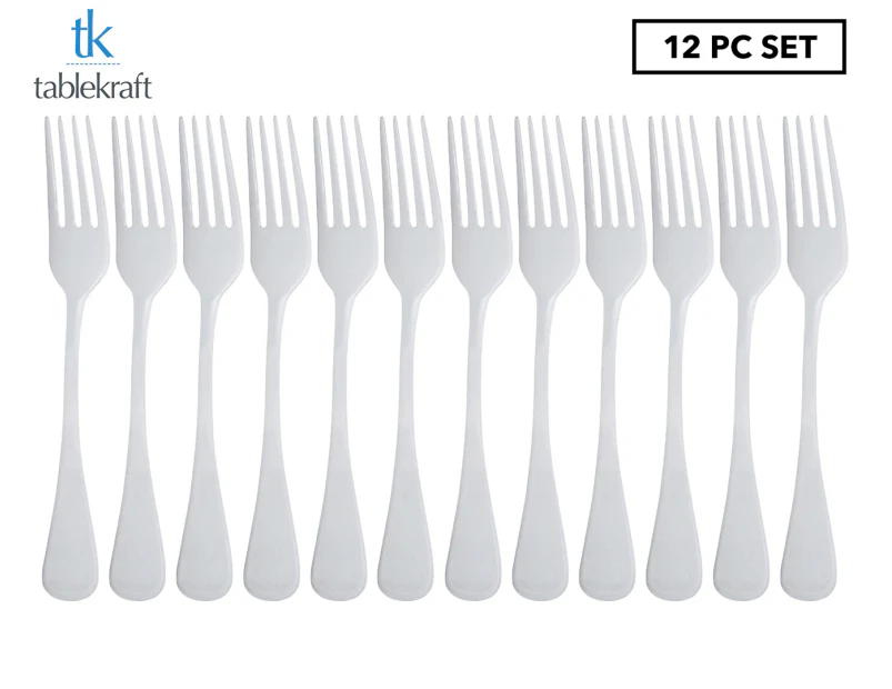 Set of 12 Tablekraft Elite Dessert Forks - Silver