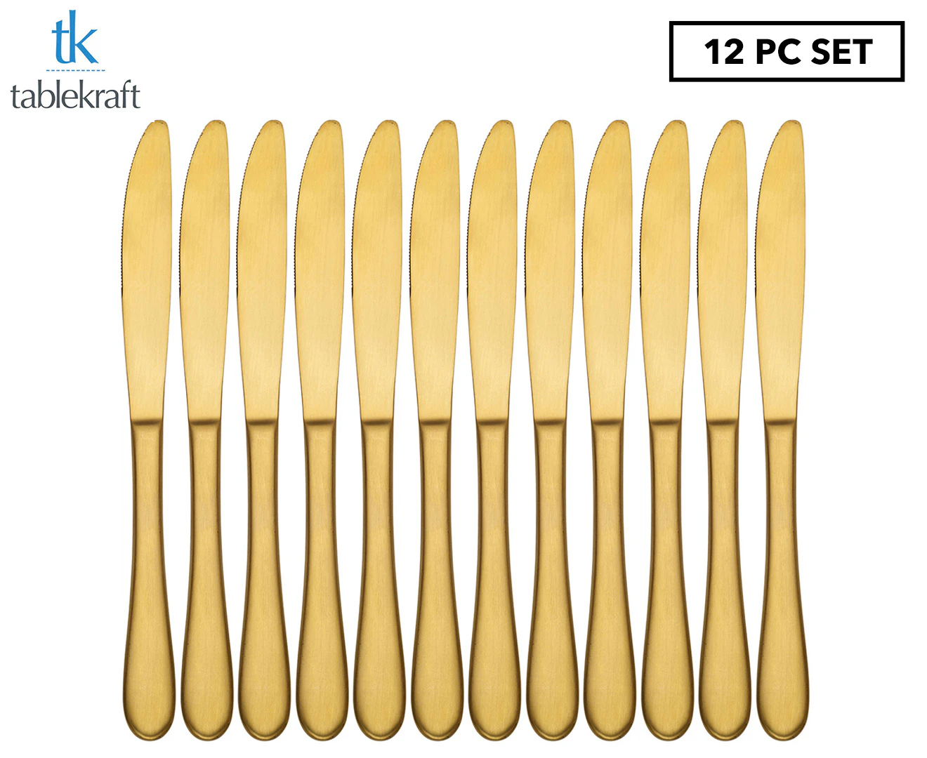 Set of 12 Tablekraft Soho Table Knives - Gold