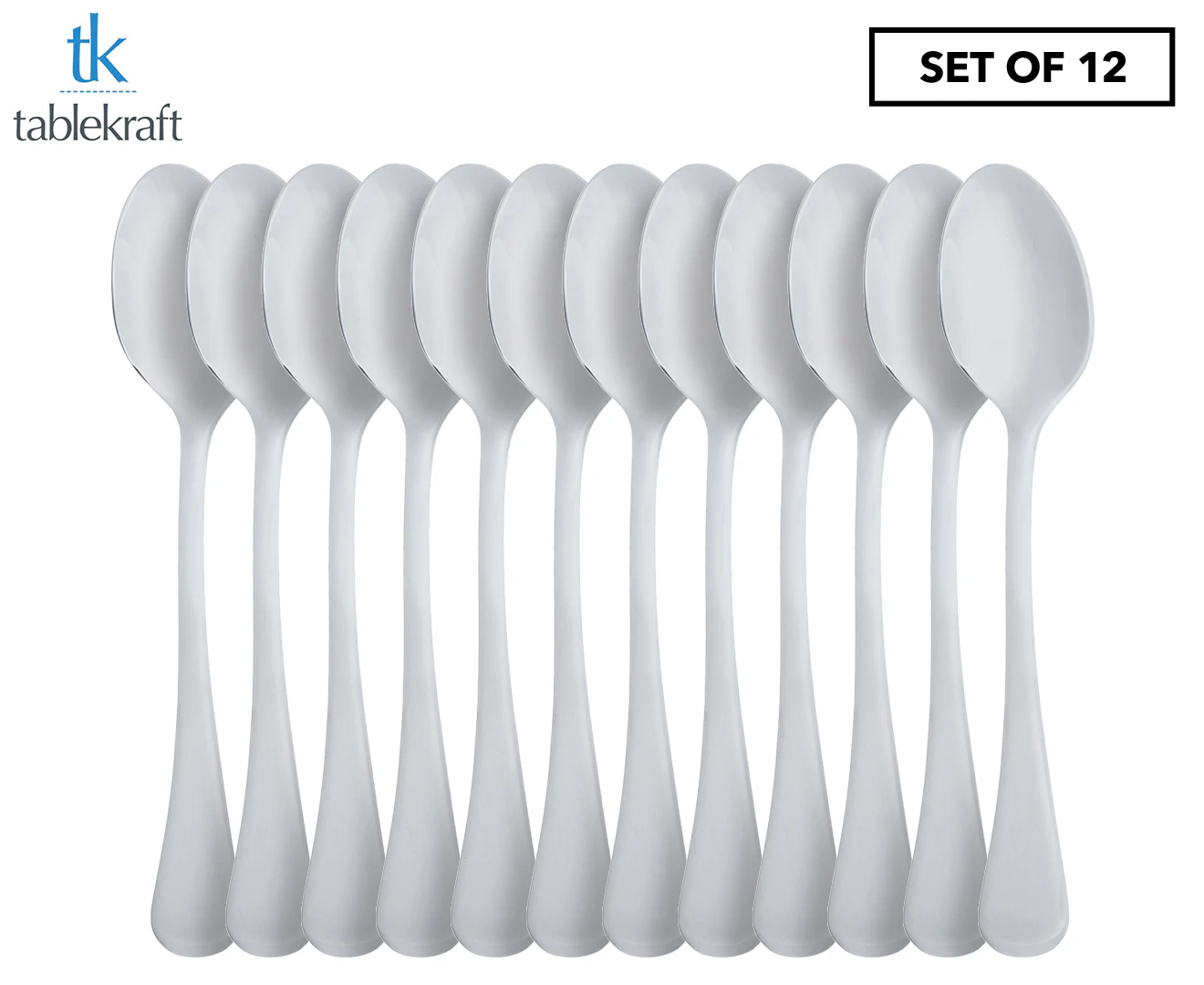 Set of 12 Tablekraft Elite Teaspoons - Silver