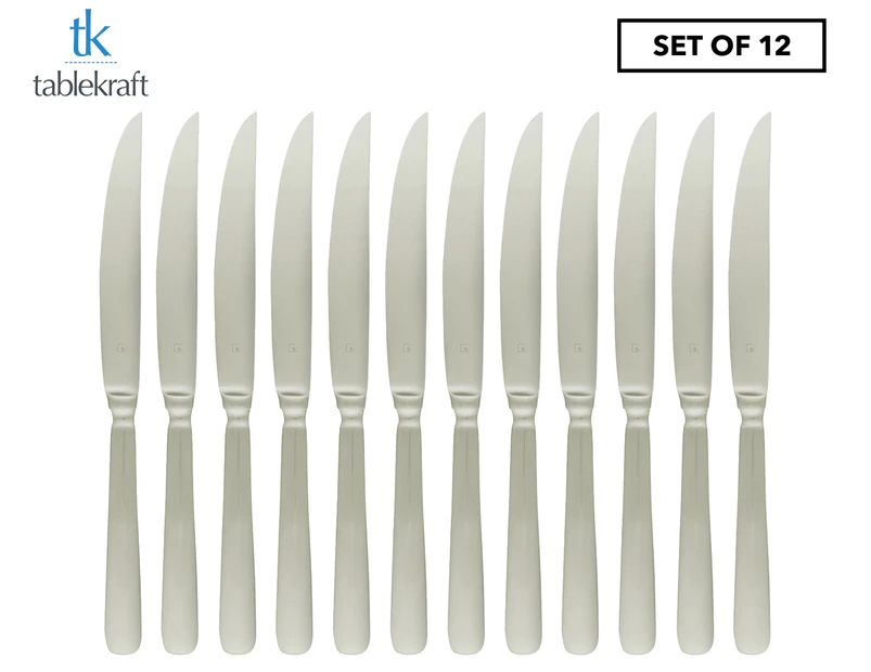 Set of 12 Tablekraft Bogart Steak Knives - Silver