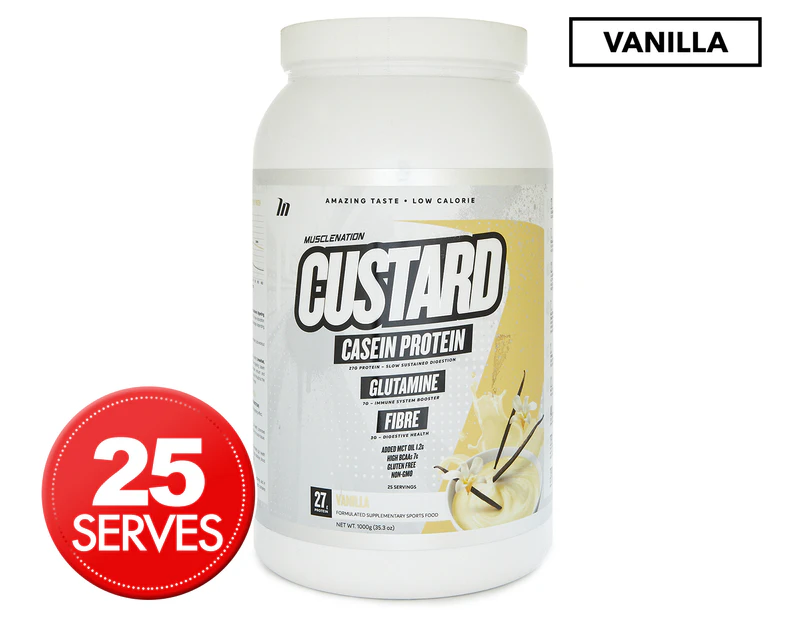 Muscle Nation Custard Casein Protein Powder Vanilla 1kg