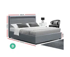 Artiss LED Bed Frame Gas Lift Base With Storage Double Size Mattress Platform Grey Fabric Upholstered Headboard Cole Collection