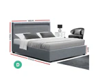 Artiss Bed Frame Queen Size LED Gas Lift Grey COLE