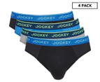 Jockey Men's Cotton Brief Underwear 4-Pack - Black/Blue/Grey