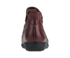 Planet Shoes Womens Comfort Ripple Ankle Boot in Merlot Red Leather