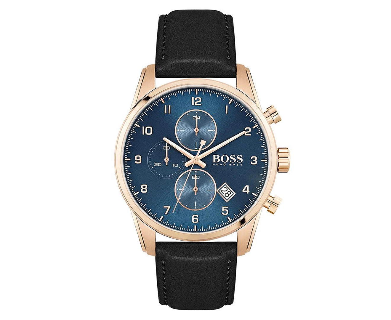 Hugo Boss Men's 44mm Skymaster Sports Luxury Watch - Black/Rose Gold/Blue