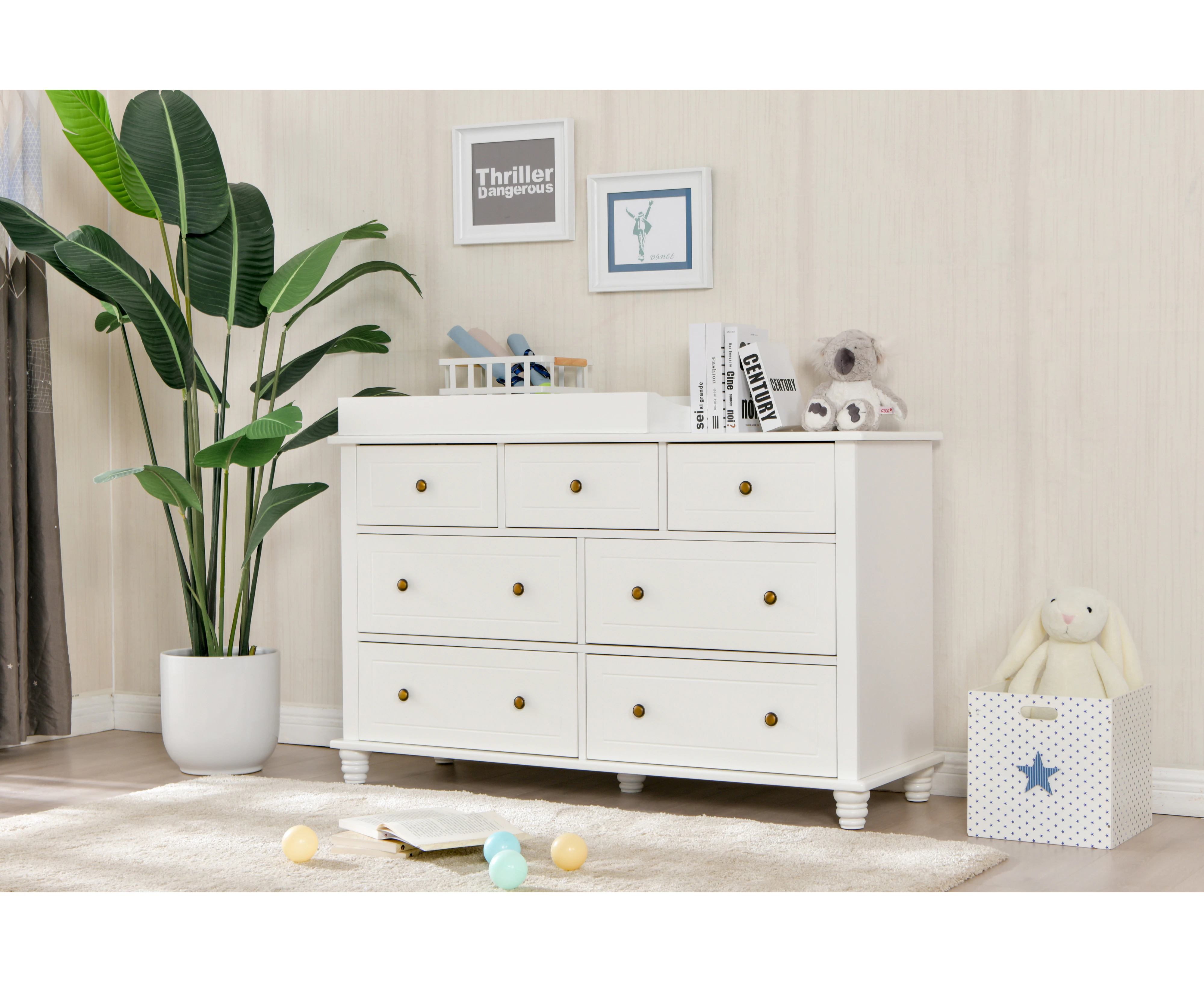 JOY BABY Mia 7 Drawer Change Table With Change Pad - White