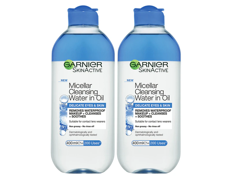2 x Garnier SkinActive Micellar Cleansing Water in Oil 400mL