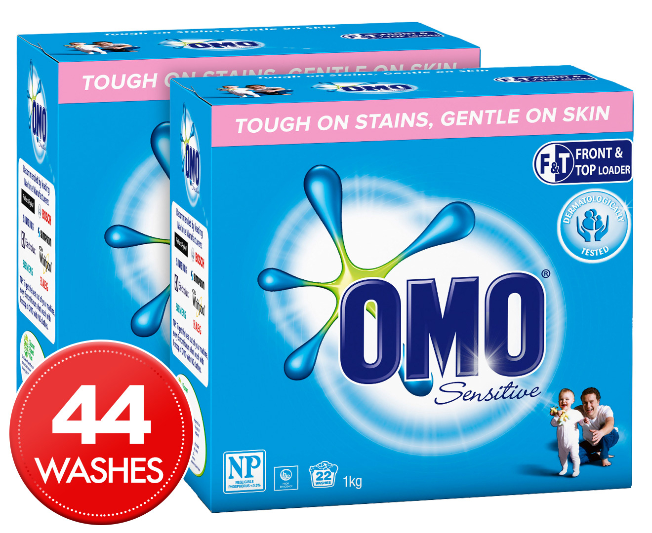 2 x Omo Sensitive Front & Top Loader Laundry Powder 1kg | Catch.co.nz