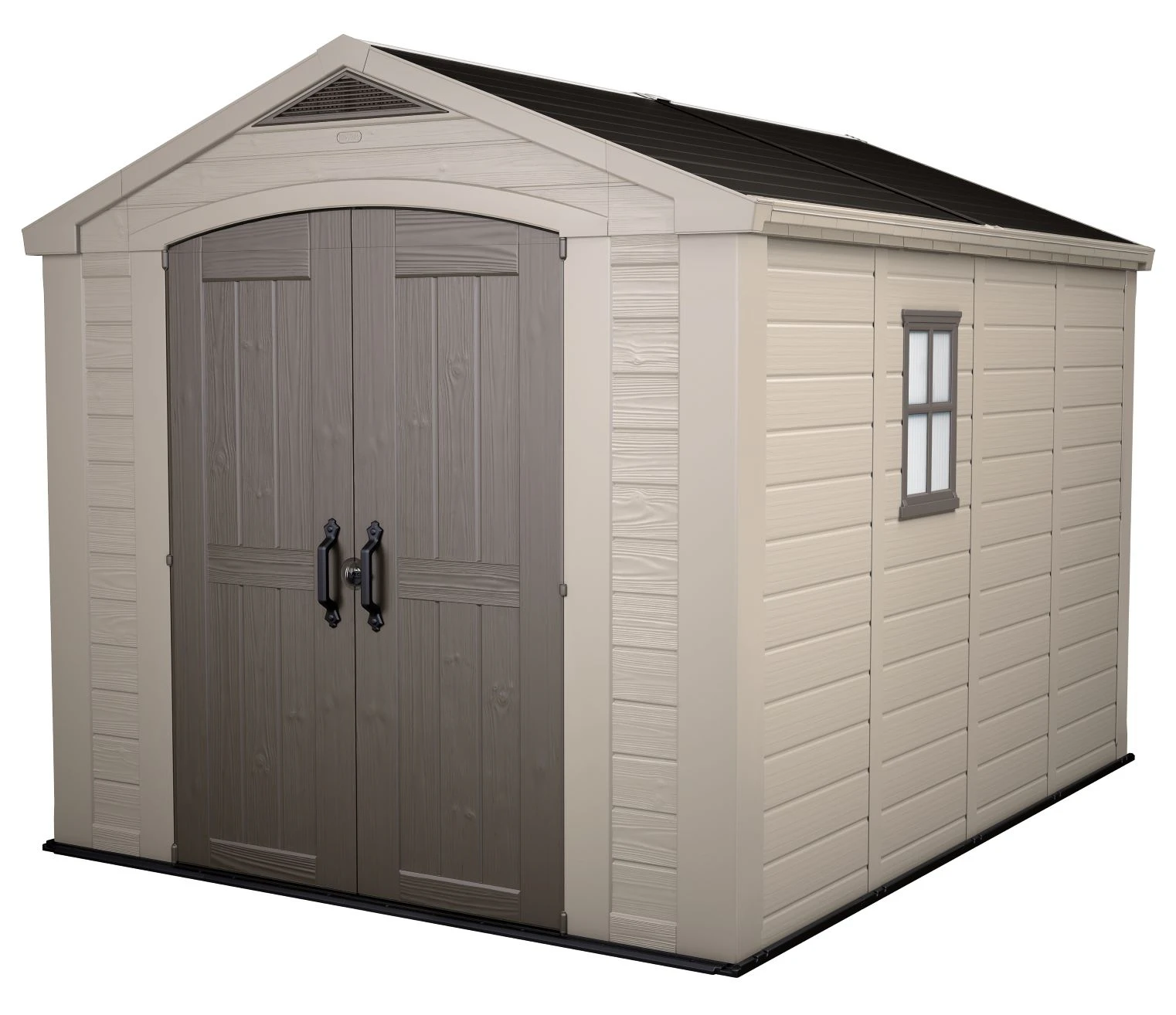 KETER Factor 8x11 Large Outdoor Storage/Garden Shed (Taupe & Beige)