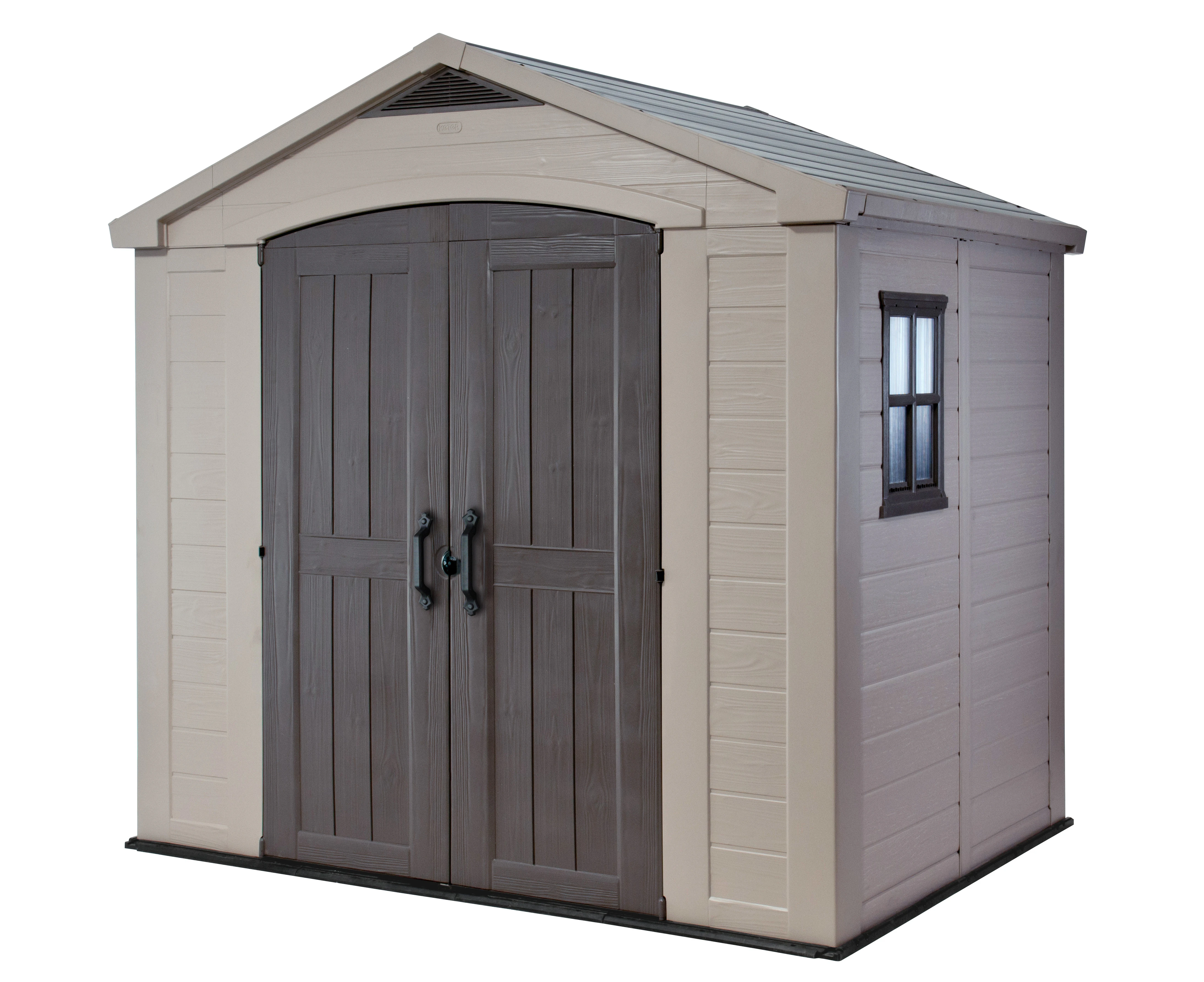 KETER Factor 8x6 Large Outdoor Storage/Garden Shed (Taupe & Beige)