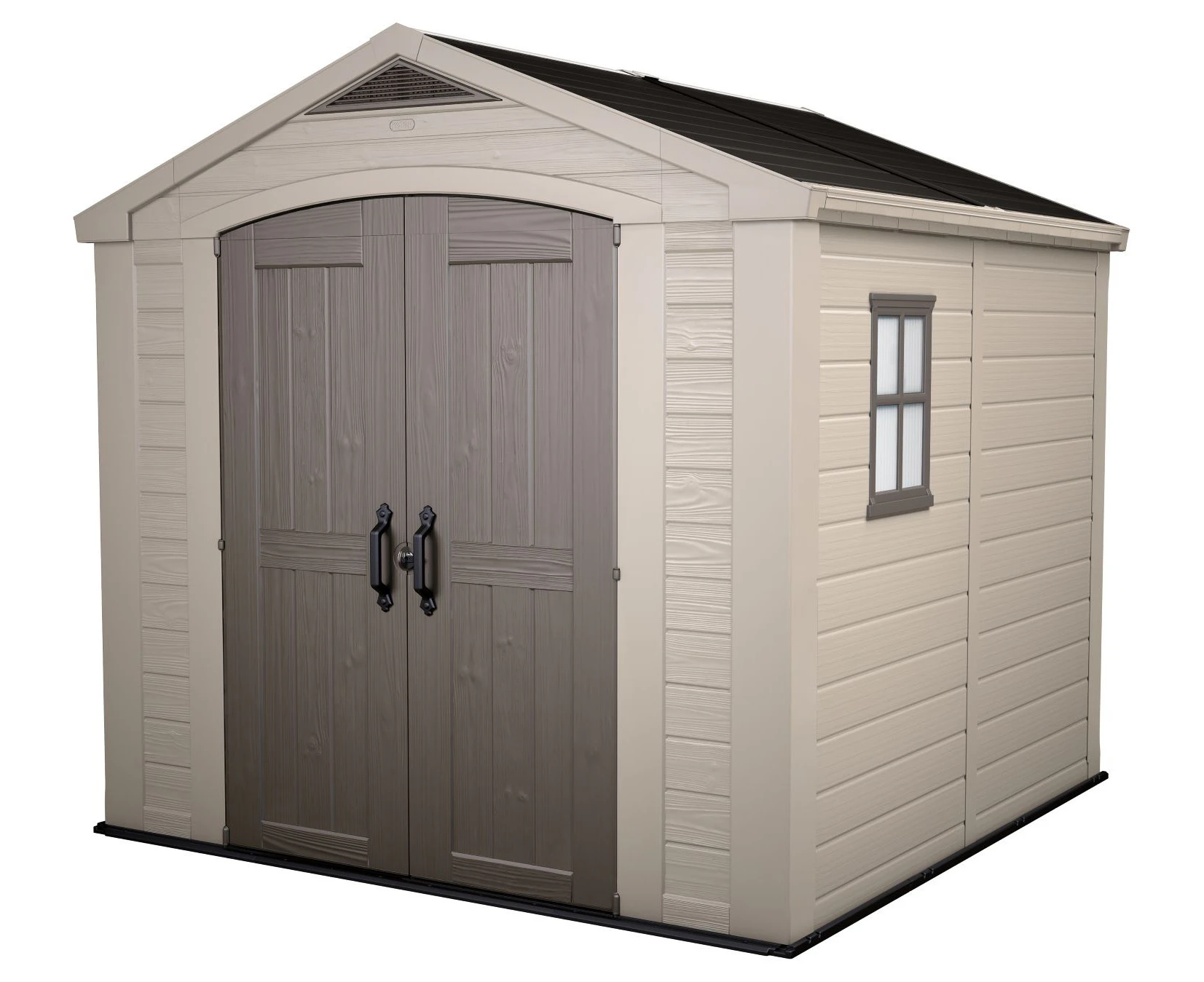 KETER Factor 8x8 Large Outdoor Storage/Garden Shed (Taupe & Beige)