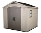 KETER Factor 8x8 Large Outdoor Storage/Garden Shed (Taupe & Beige)