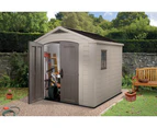 KETER Factor 8x8 Large Outdoor Storage/Garden Shed (Taupe & Beige)