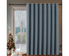 Extra Wider Blockout Curtain for Bedroom/Living Room, Double Wide Blackout Curtains for Patio Door, Room Divider Privacy Curtains, Stone Blue