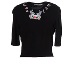 Mary Katrantzou Women's Short Sleeve Sweater - Black