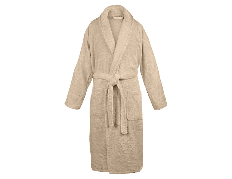 A&R Towels Adults Unisex Bath Robe With Shawl Collar (Sand) - RW6532