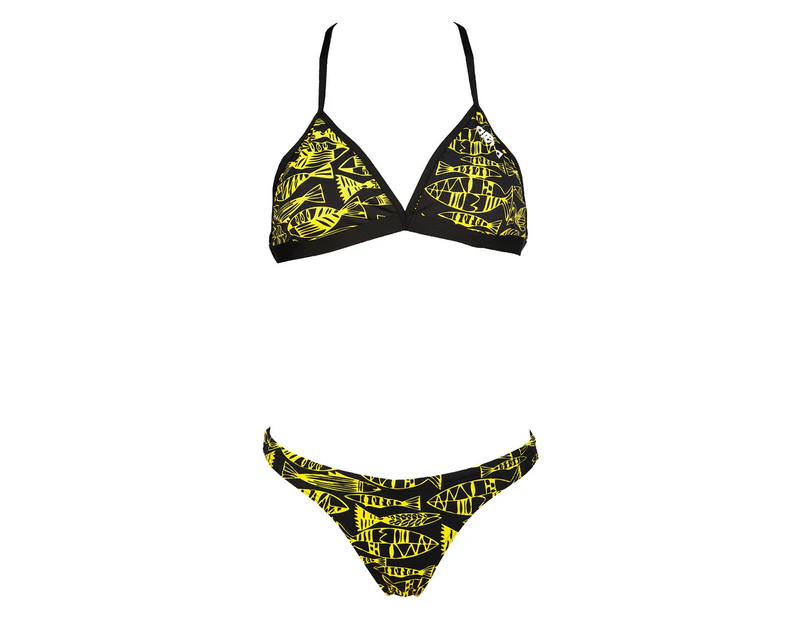 Arena Women's Fisk Two Piece Swimsuit - Black/Yellow Star