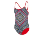 Speedo Youth Girls' Square Trickback One-Piece Swimsuit - Gypsy Square/USA Red