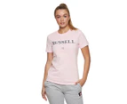 Russell Athletic Women's Classic Logo Crew Neck Tee / T-Shirt / Tshirt - Orchid Pink