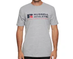 Russell Athletic Men's Track Side Crew Neck Tee / T-Shirt / Tshirt - Ashen Marle