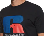 Russell Athletic Men's Track Side Crew Neck Tee / T-Shirt / Tshirt - Black