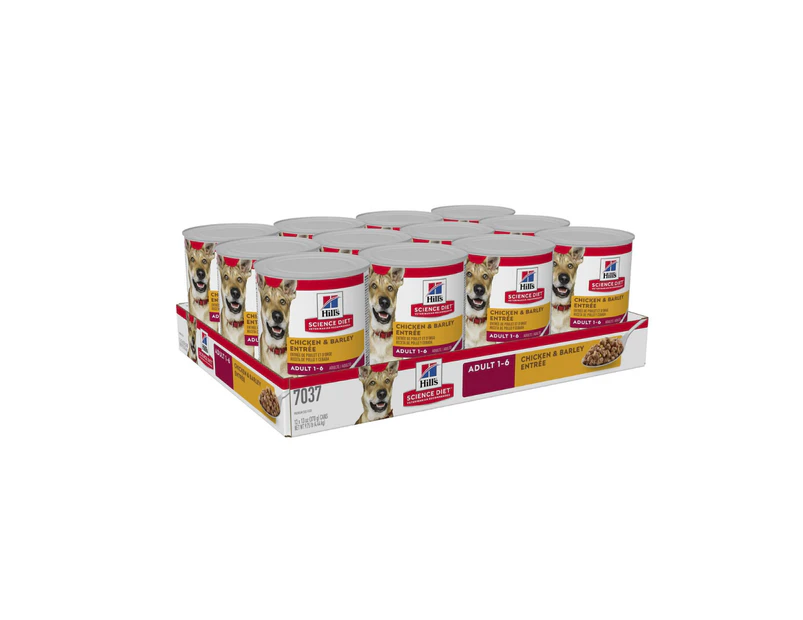 Hill's - Adult Dog - Trays - Chicken & Barley Entree Cans - 12 x 370g