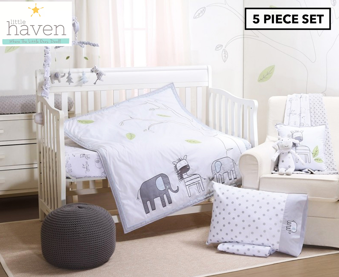 Little Haven 5 Piece Cot Set Zambezi Catch .nz