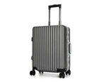 Swiss Aluminium Luggage Suitcase Lightweight with TSA locker 8 wheels 360 degree rolling HardCase  SN7619A-Sliver Grey