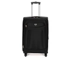 Swiss  Luggage Suitcase Lightweight with  8 wheels 360 degree rolling SoftCase  SN8109A-Black