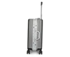 Swiss Aluminium Luggage Suitcase Lightweight with TSA locker 8 wheels 360 degree rolling HardCase  SN7619A-Sliver Grey
