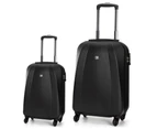 Swiss  Luggage Suitcase Lightweight with TSA locker 8 wheels 360 degree rolling HardCase 2 Pieces Set SN6104A&B-Black