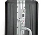 Swiss Aluminium Luggage Suitcase Lightweight with TSA locker 8 wheels 360 degree rolling HardCase 2 Pieces Set SN7619A&B-Rose Sliver Grey