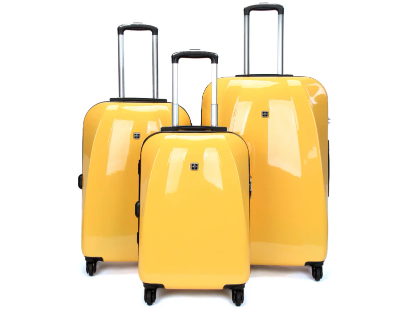 Swiss  Luggage Suitcase Lightweight with TSA locker 8 wheels 360 degree rolling HardCase 3 Pieces Set SN6104A&B&C-Yellow
