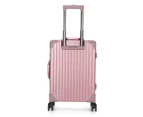 Swiss Aluminium Luggage Suitcase Lightweight with TSA locker 8 wheels 360 degree rolling HardCase 2 Pieces Set SN7711A&B-Rose Gold