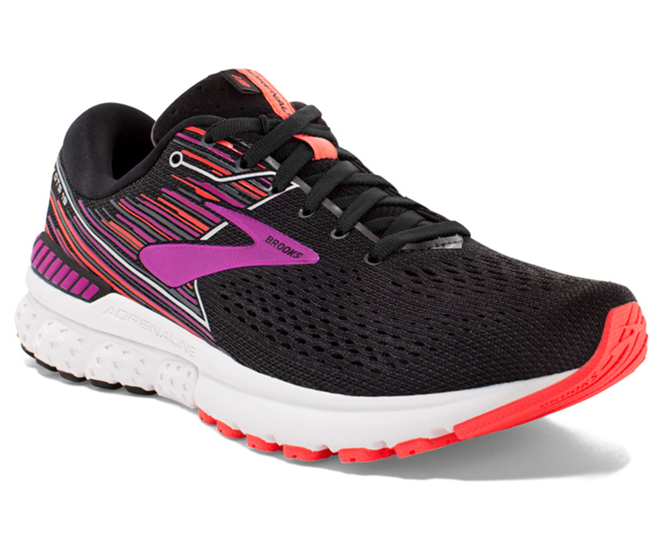 Brooks Women's Adrenaline GTS 19 Running Shoes - Black/Purple/Coral ...