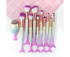 Mermaid Make Up Brushes Kit - Pink