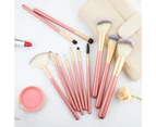 12 Piece Makeup Brushes With Cosmetic Bag - Pink