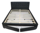 Priceworth PU Leather Queen Bed with 4 Drawers - Black