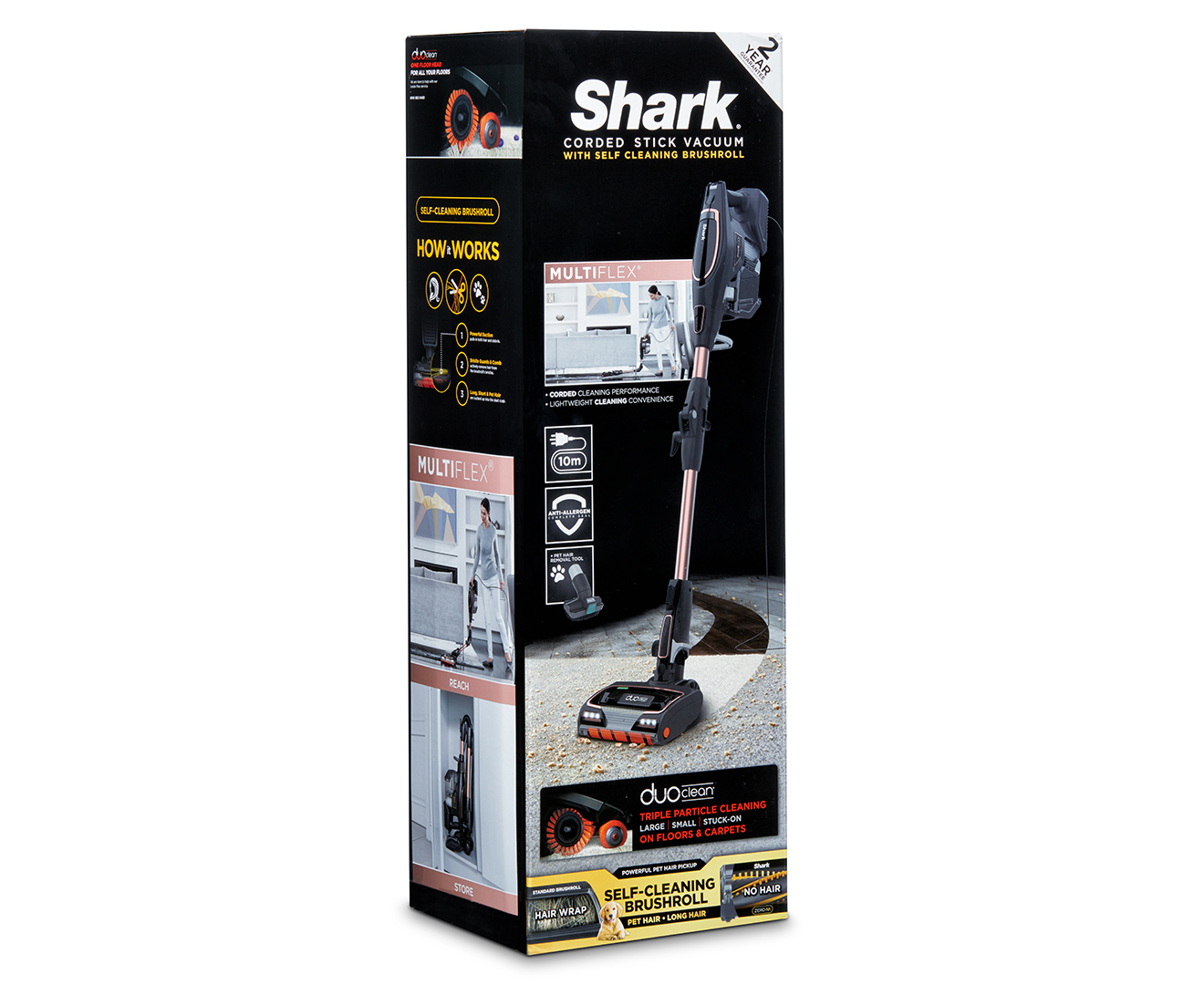 shark corded stick vacuum with self cleaning brushroll hz390