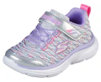 Skechers Girls' Wavy Lites Jump N' Sparkle Sneakers - Silver/Lavender