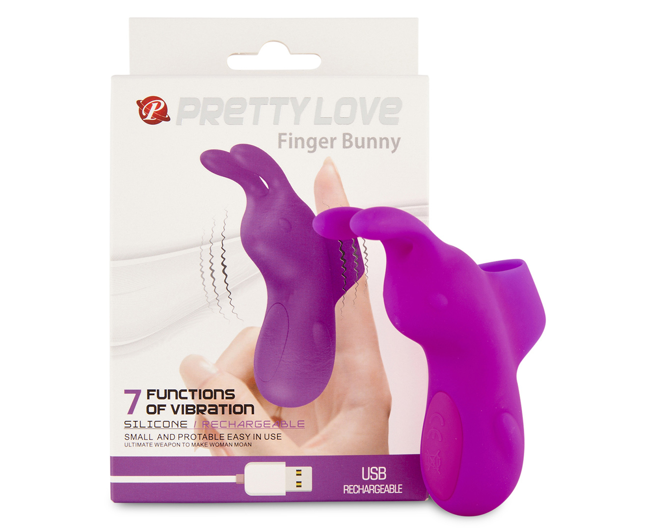 Pretty Love Bunny Rechargeable Finger Vibrator Purple Au