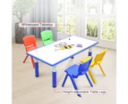 120x60cm Kids Blue Whiteboard Drawing Activity Table & 4 Mixed Chairs Set