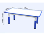 120x60cm Kids Blue Whiteboard Drawing Activity Table & 8 Mixed Chairs Set