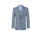 Dobell Mens Light Blue Linen 2 Piece Suit Regular Fit Notch Lapel